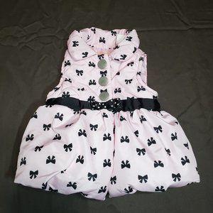 Puffer Jacket Vest Pink Black Bows Design 6-9 Month Size Snap Closure